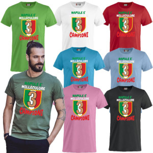 T-shirt Scudetto Napule e' Milleculure Napoli Maglietta Campioni D'Italia 2023 3 Scudetti PS 27431-NAP3
