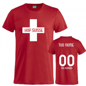 T-shirt Rossocraciata  Maglietta Svizzera Hop Suisse Personalizzata Nome e Numero PS 27431-A046 Pelusciamo Store Marchirolo (VA) TEL 377 4805500