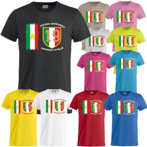 T-Shirt Milano Rosso Nera Maglietta Campioni D'Italia 19 Scudetti PS 27431-A067