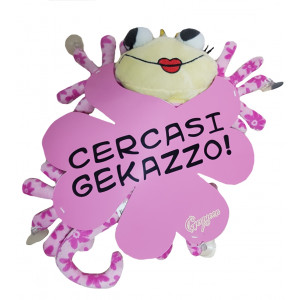 Peluche Gequeen rosa con cartello Cercasi gekazzo | Pelusciamo.com