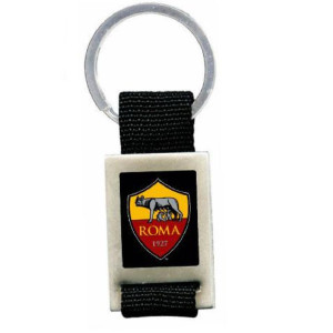 Portachiavi in metallo e stoffa con logo dell'AS Roma calcio PS 41087