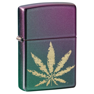 Zippo Marijuana Leaf Iridescent Windproof Pocket Lighter PS 12242-B