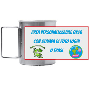 Tazza in Acciaio TEIDE Con Manici Pieghevoli 450 ml Personalizzabile PS 00567
