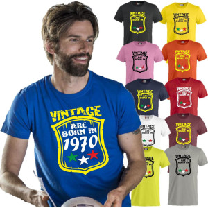 T-Shirt Uomo Vintage Are Born in Inserisci Il Tuo Anno PS 27431-0002