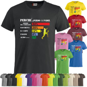 T-shirt PADEL Perche Perdo a Padel Manica Corta Personalizzata PS 27431-A072 Pelusciamo Store Marchirolo (VA) TEL 377 4805500