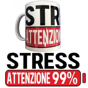 Tazza Ceramica Stess Attenzione 99% Tazze Simpatiche PS 09370-stress pelusciamo store
