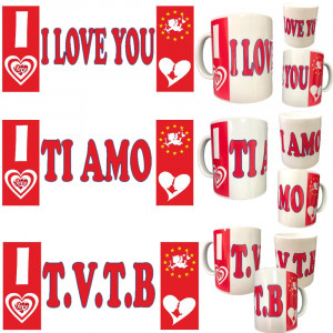 Tazza Ceramica San Valentino Ti Amo I love You T.V.T.B PS 09370-TT-