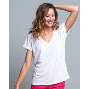 T-Shirt Donna Oversize Collo a V Poliestere Personalizzabile Stampa a Sublimazione PS 28861